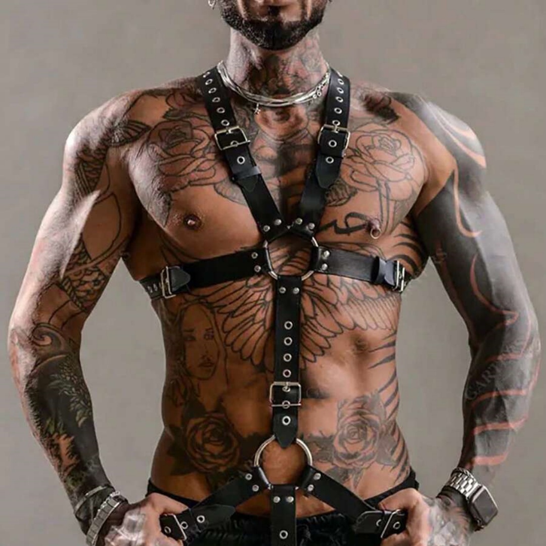 Leather Work Vest - Erkekler Seksi Deri Yelek Esaret Lingerie