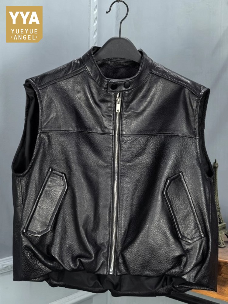 Leather Work Vest - Sonbahar Moda Doğal Koyun Derisi Kadın
