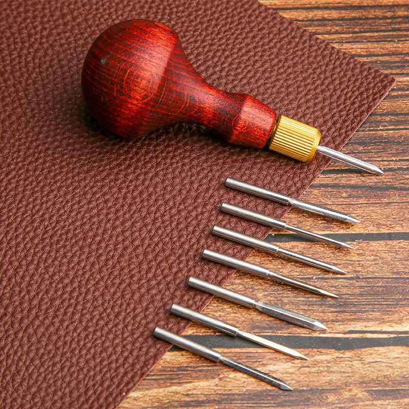 Leather Punch Revolving - 1 takım DIY Deri Yumruk Awl