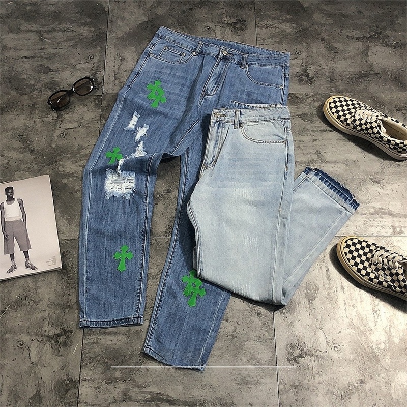Leather Work Jeans - Sokak Modası Yırtık Kot Pantolon Çapraz