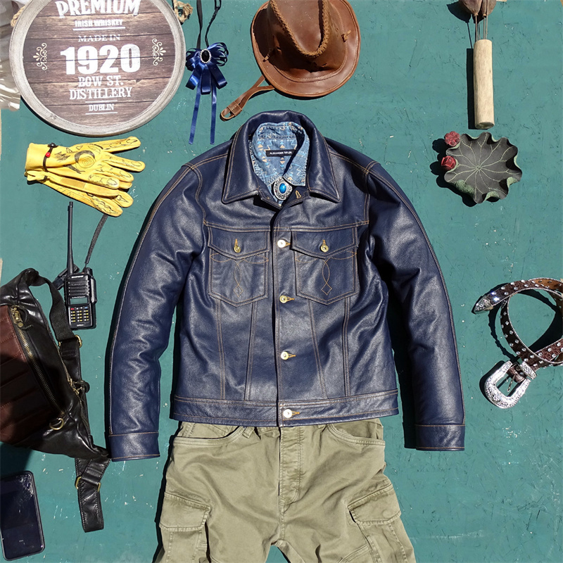 Leather Work Jeans - Knight Hakiki Deri Ceket Kısa Stil