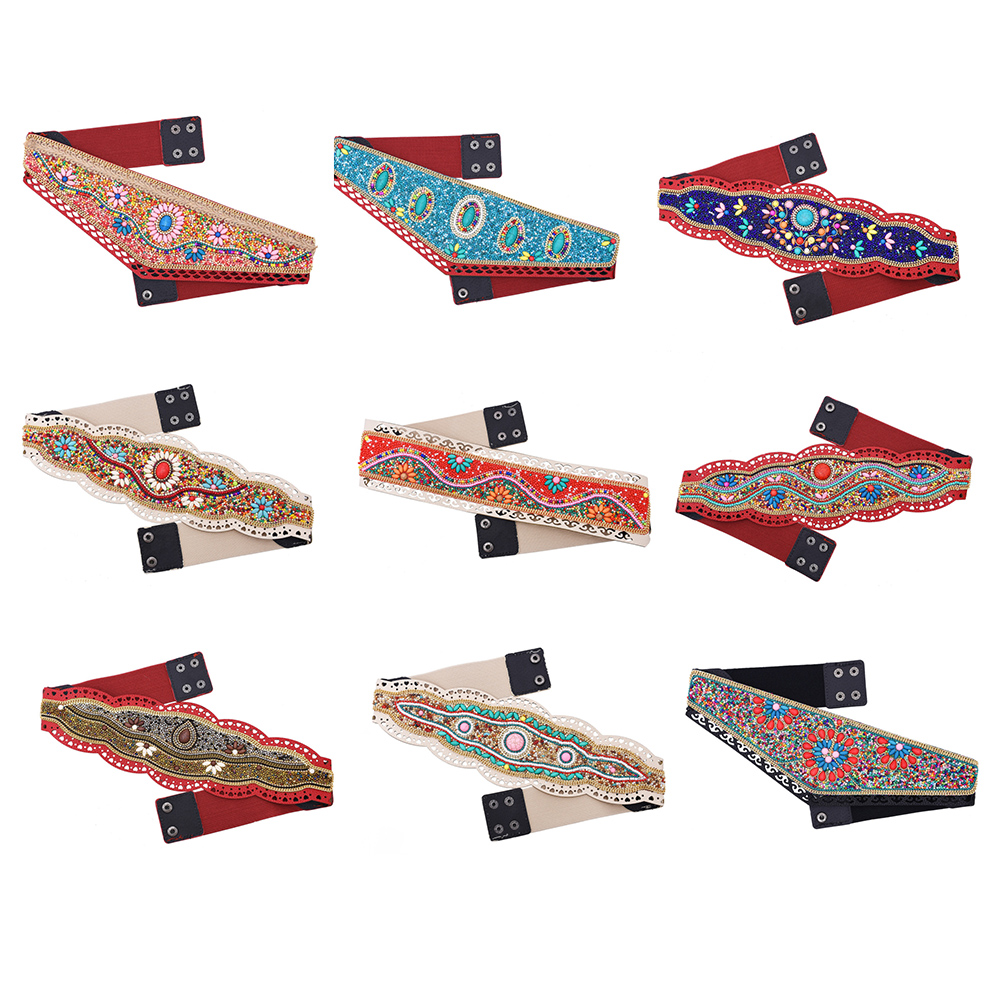 Leatherwork Jewelry - Renkli Pirinç Boncuk Bel Kemeri Kadınlar