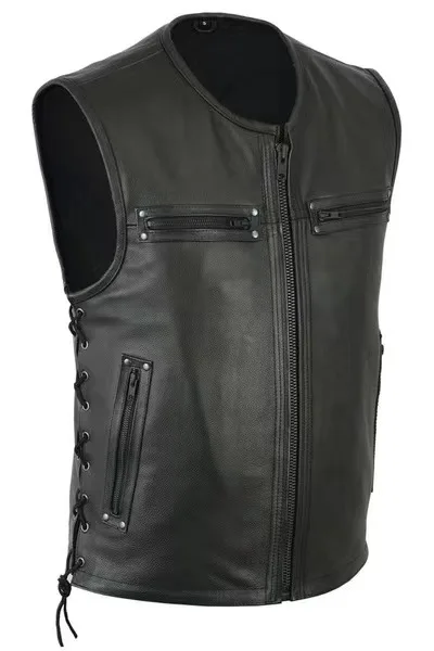 Yeni Düz Renk Dik Yaka Deri Ye - Leather Work Vest incelemesi ve fiyatı