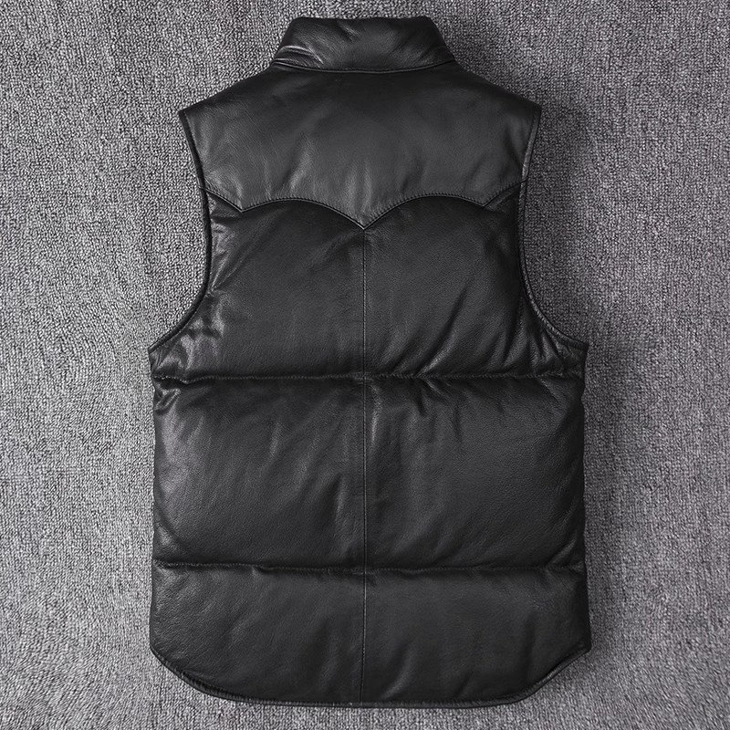 Erkek Slim Fit Deri Ceket Koyu - Leather Work Vest incelemesi ve fiyatı