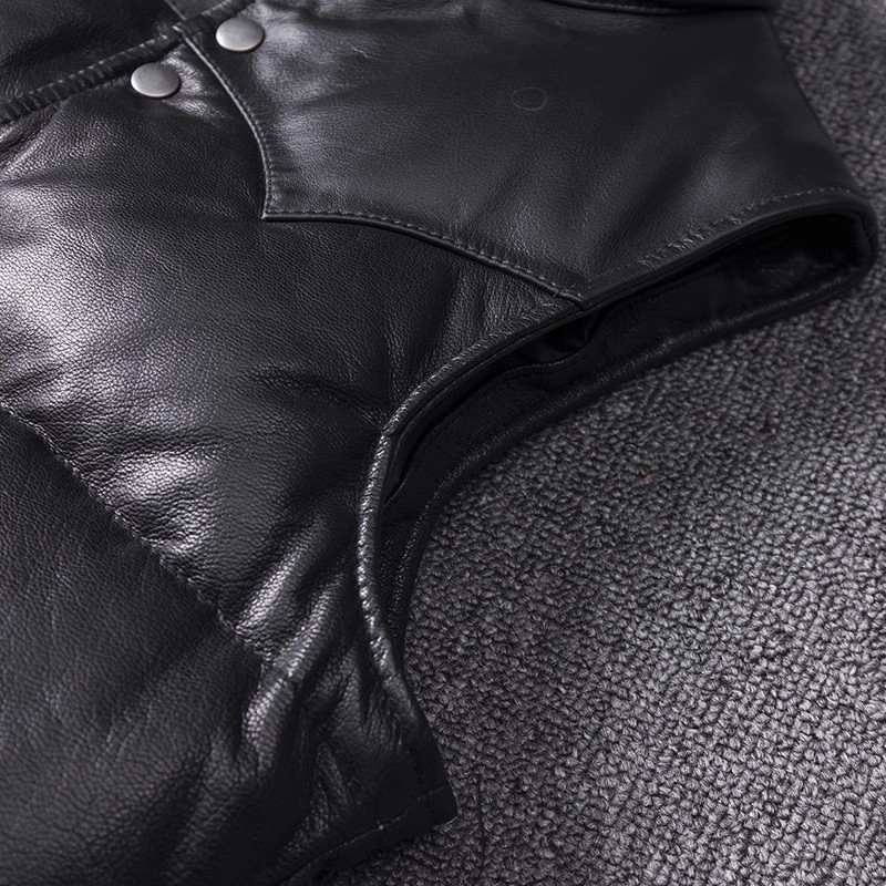 Erkek Slim Fit Deri Ceket Koyu - Leather Work Vest incelemesi ve fiyatı